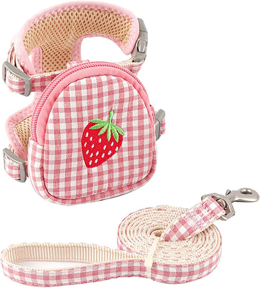 Pet Backpack Harness with Leash for Cat Small Dog Self Mini Carrier Back Pack Pocket Saddle Bags Puppy Bag with Training Lead Leash for Doggie Outdoor Travel Hiking Walking